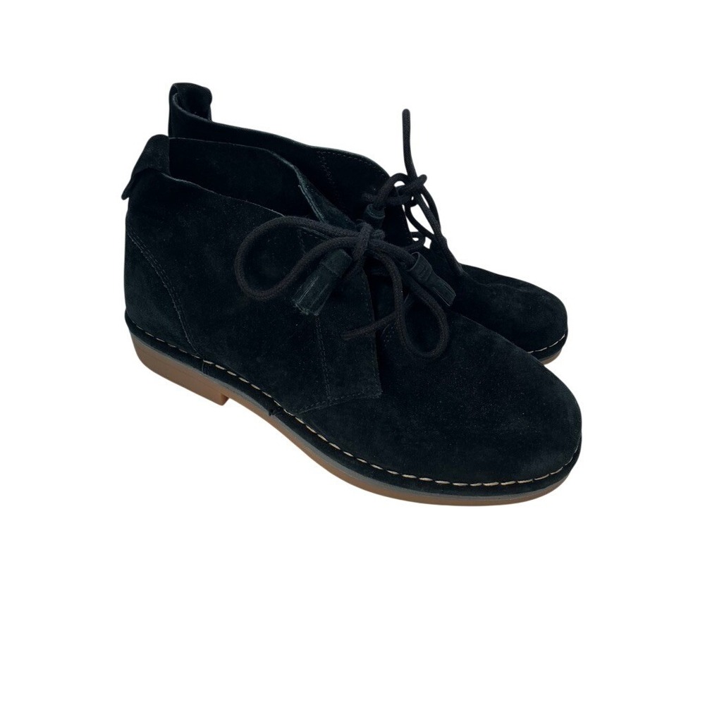 Hush Puppies Chukka Boots Womens 6.5 Black Excellent Suede Tassel Lace Up